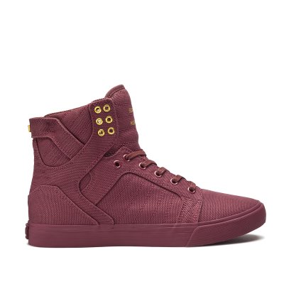 Supra High Tops Skytop Men's Shoes Burgundy / Gold | AU896423