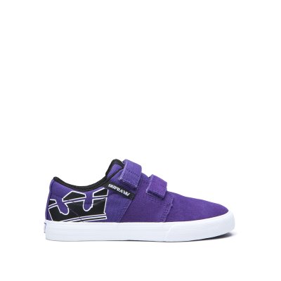 Supra Low Tops Stacks II Vulc Velcro Kids' Shoes Purple / Black / White | AU525352